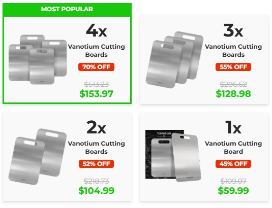Vanotium Cutting Board Pricing  Details